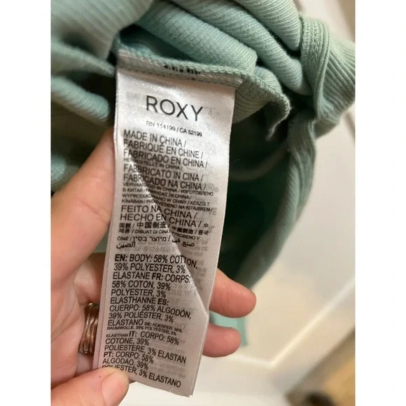 ROXY Ribbed Cowl Neck Spaghetti Strap Midi Dress Green Small Slip Dress Maxi Y2K - Picture 4 of 6